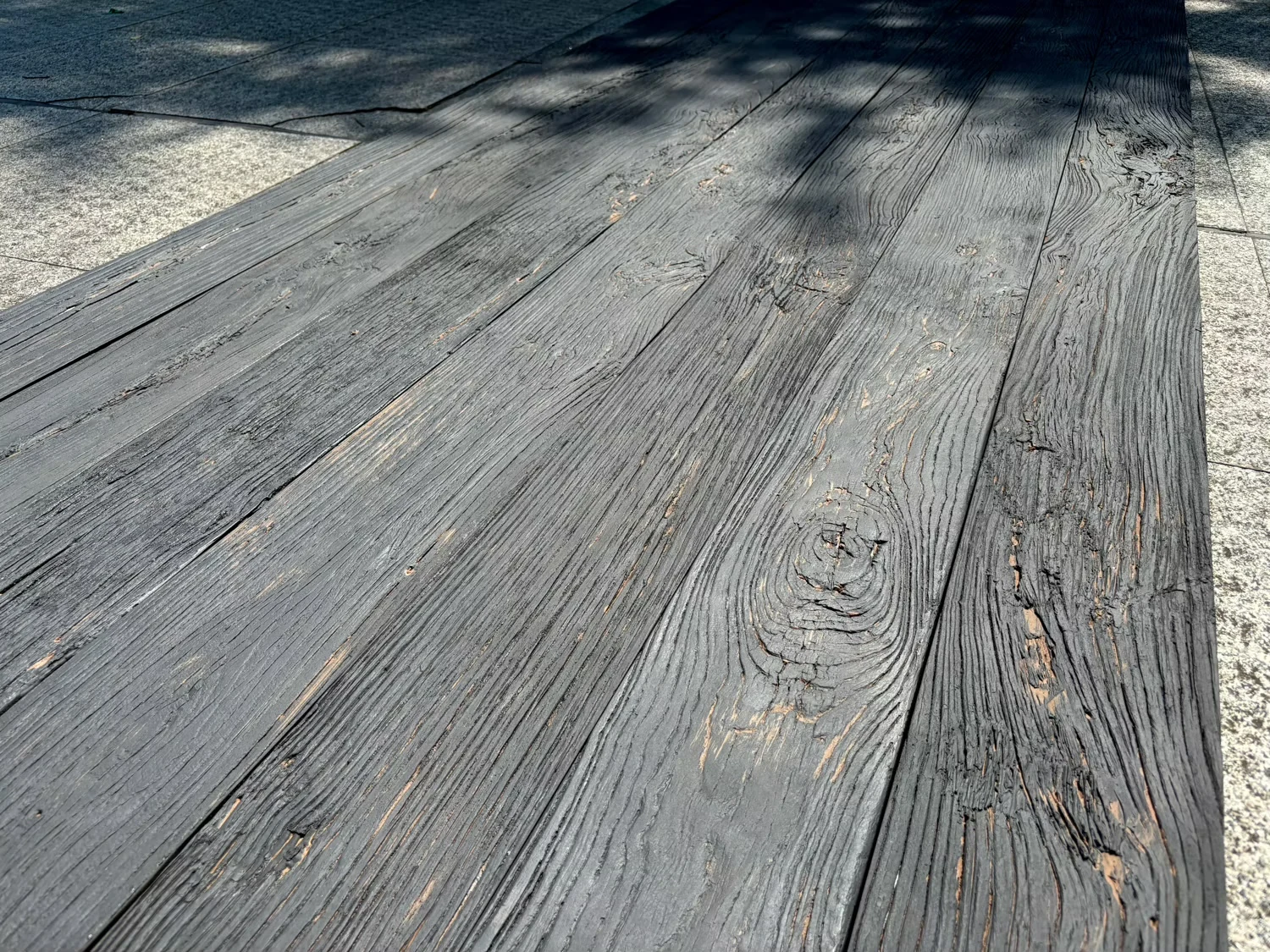 Close view of Regalboard weathered grain composite decking